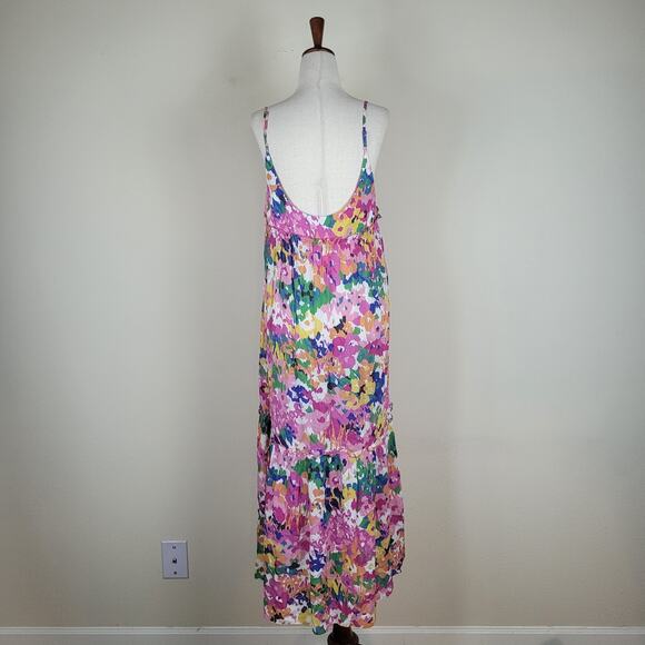 Tuckernuck Dress Small Meade Midi Floral Colorful Sleeveless Ruffles Pockets - Picture 4 of 10